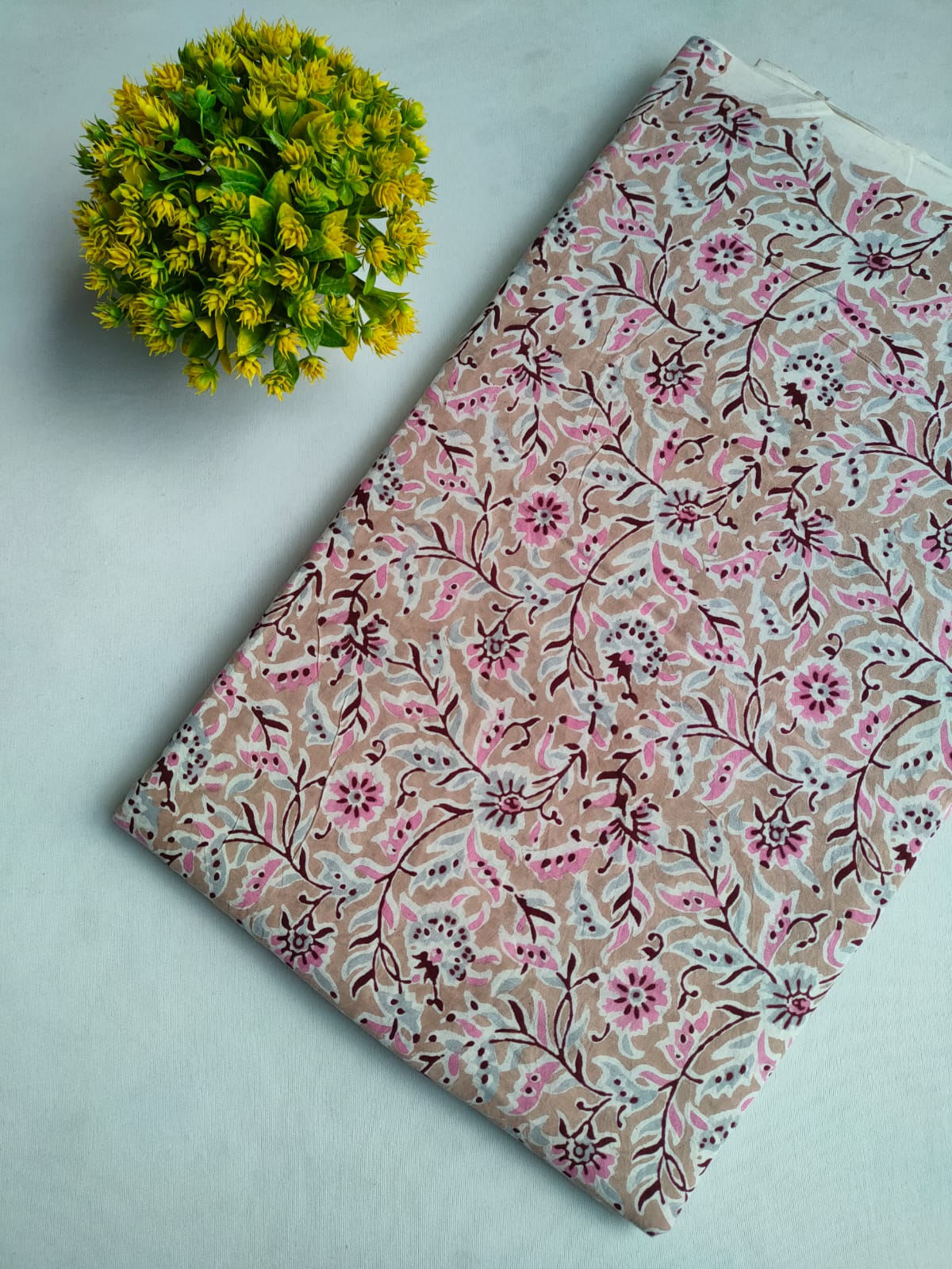 Pure Cotton Hand Block Printed Fabric - JBOR76