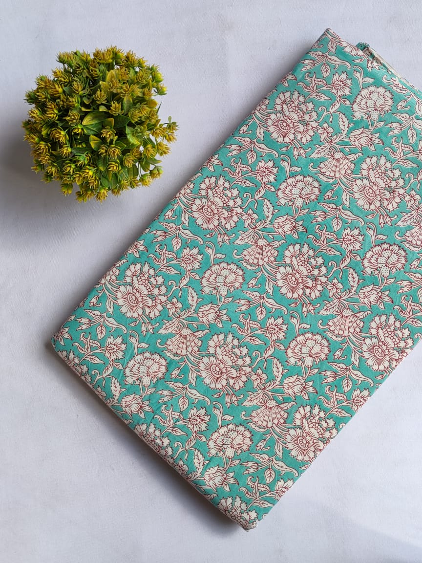 Hand Block Printed Pure Cotton Fabric In Running Length - JBRHS1