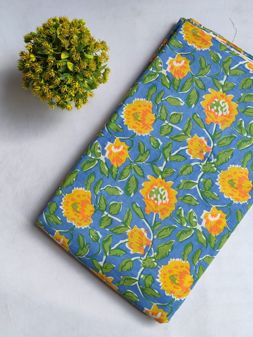 Hand Block Printed Pure Cotton Fabric In Running Length - JBRHS33