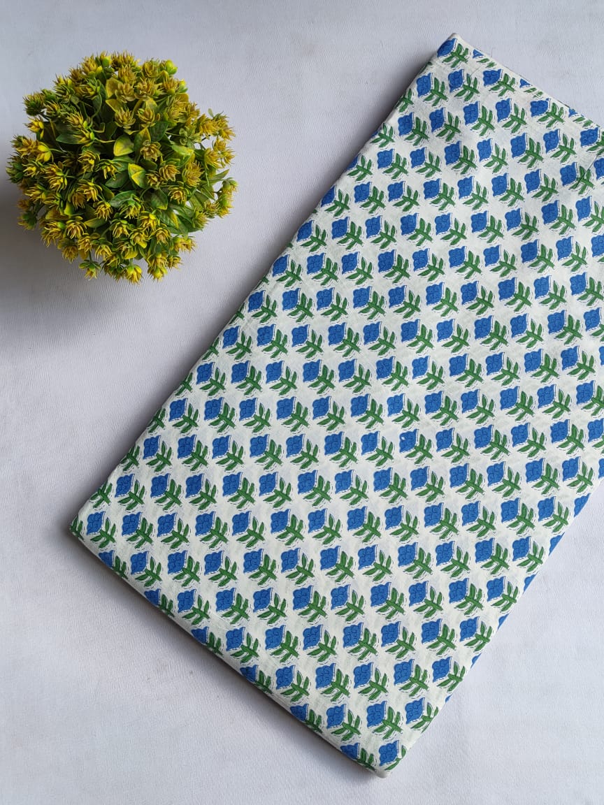 Hand Block Printed Pure Cotton Fabric In Running Length - JBRHS37