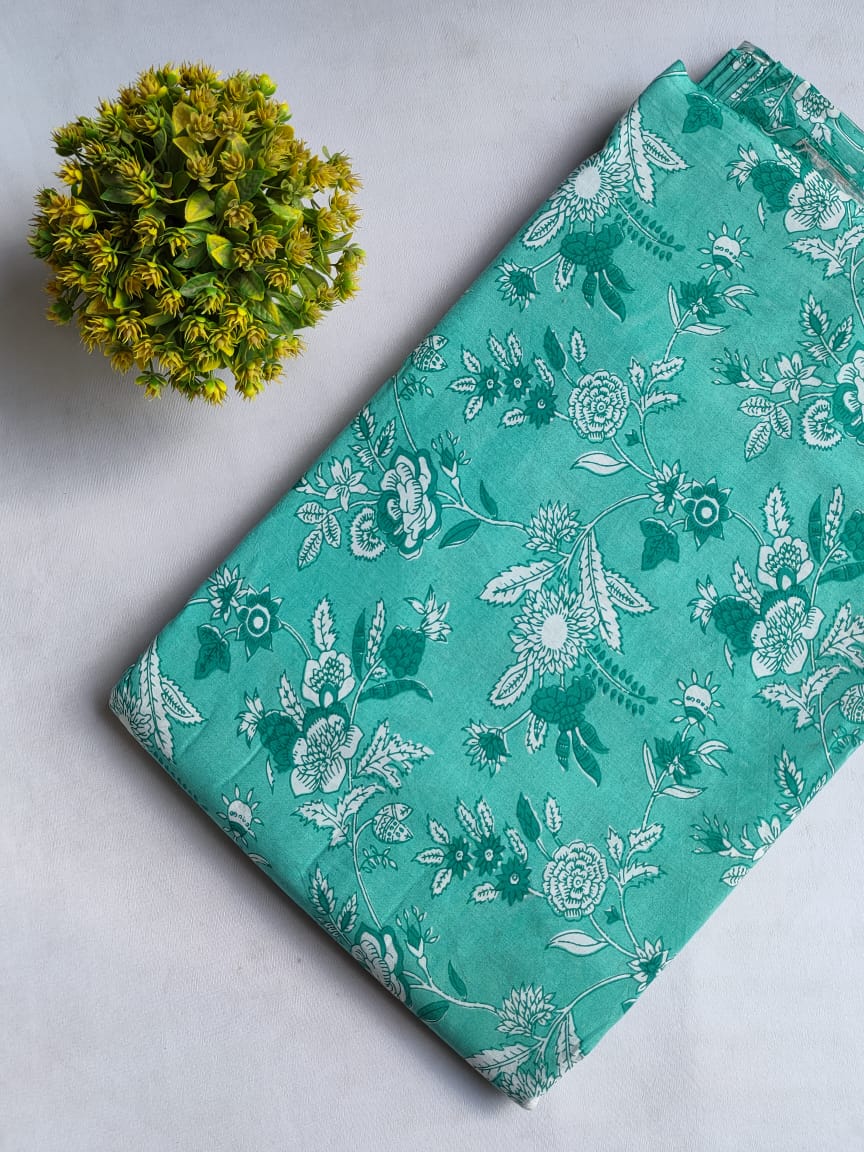 Hand Block Printed Pure Cotton Fabric In Running Length - JBRHS39