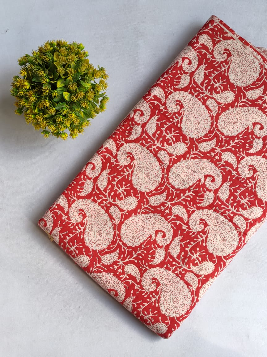 Hand Block Printed Pure Cotton Fabric In Running Length - JBRHS4