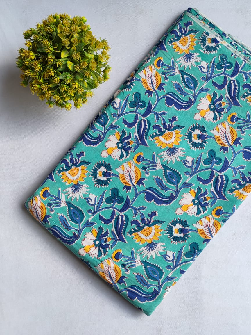 Hand Block Printed Pure Cotton Fabric In Running Length - JBRHS41