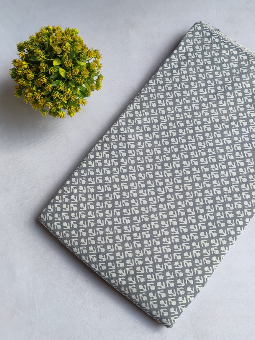 Hand Block Printed Pure Cotton Fabric In Running Length - JBRHS43