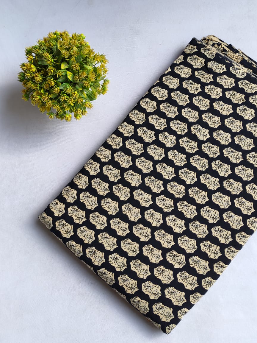 Hand Block Printed Pure Cotton Fabric In Running Length - JBRHS46