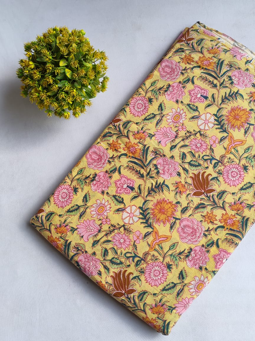 Hand Block Printed Pure Cotton Fabric In Running Length - JBRHS47