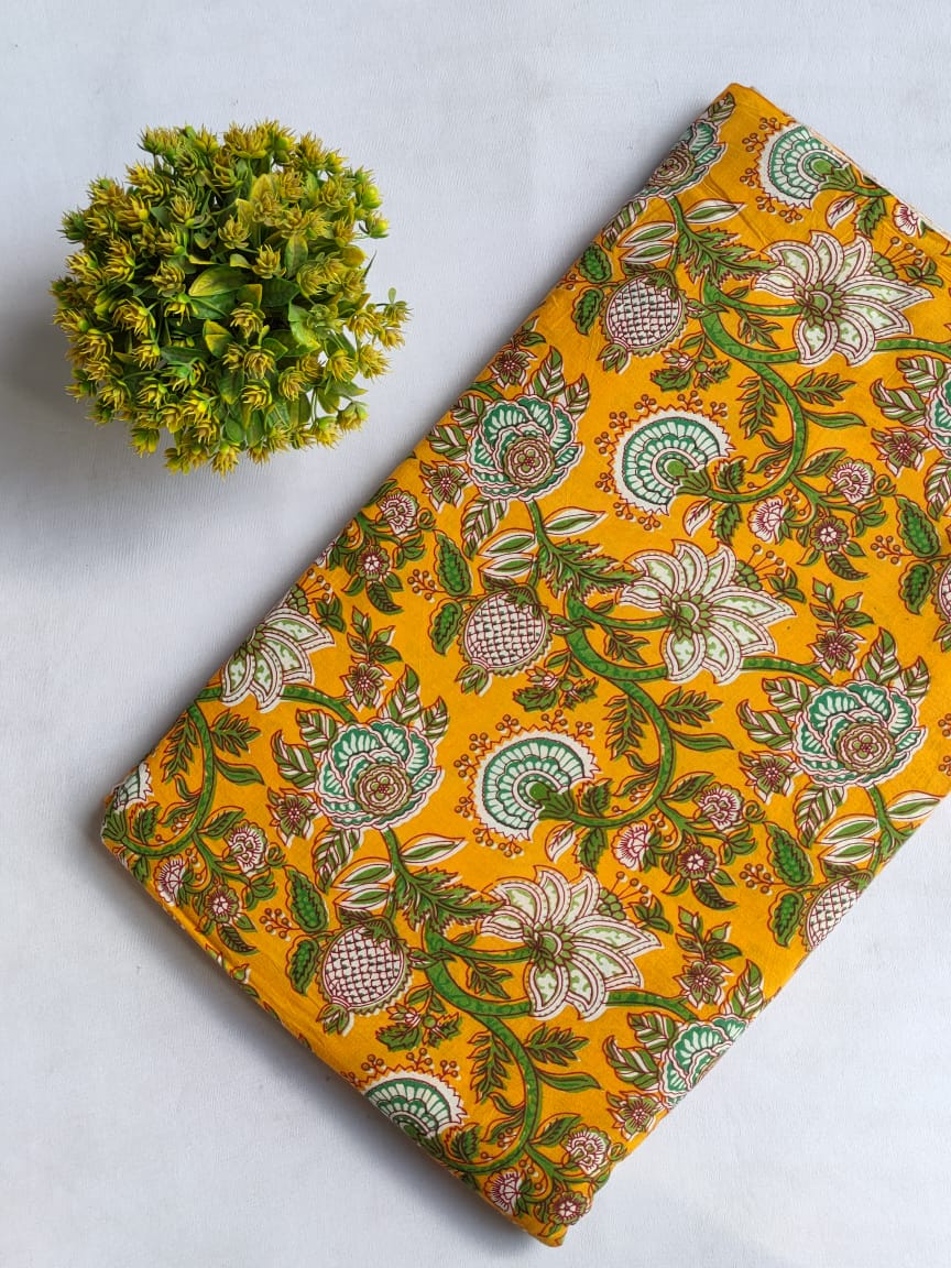 Hand Block Printed Pure Cotton Fabric In Running Length - JBRHS52