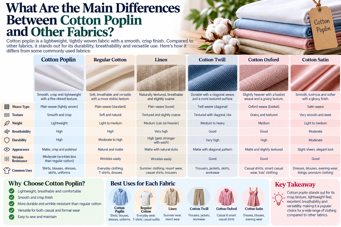 What Are the Main Differences Between Cotton Poplin and Other Fabrics?