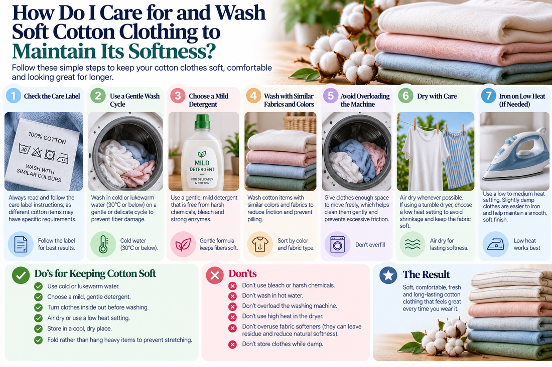 How Do I Care for and Wash Soft Cotton Clothing to Maintain Its Softness?