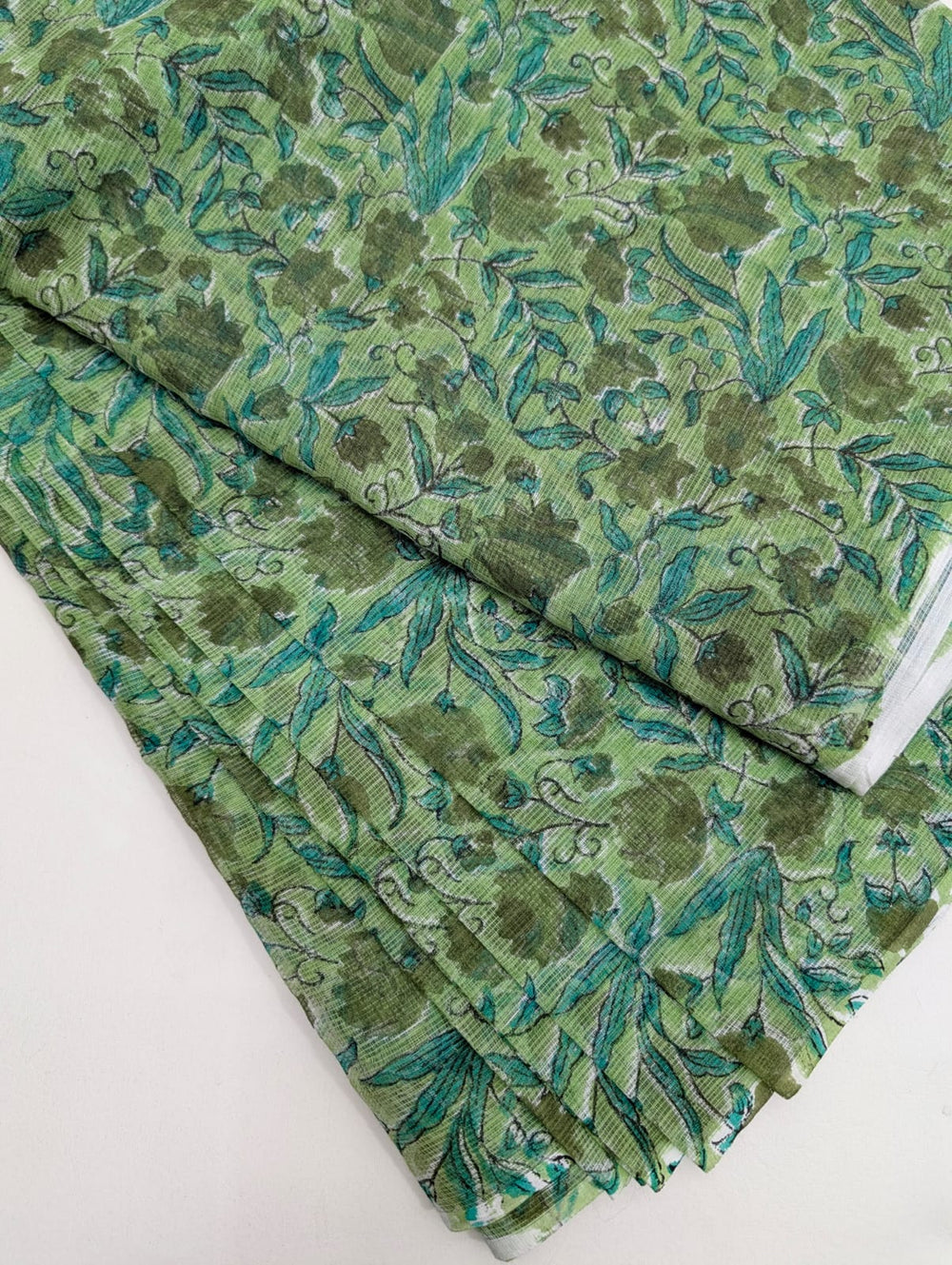 Kota Doriya Cotton Hand Block Printed Fabric