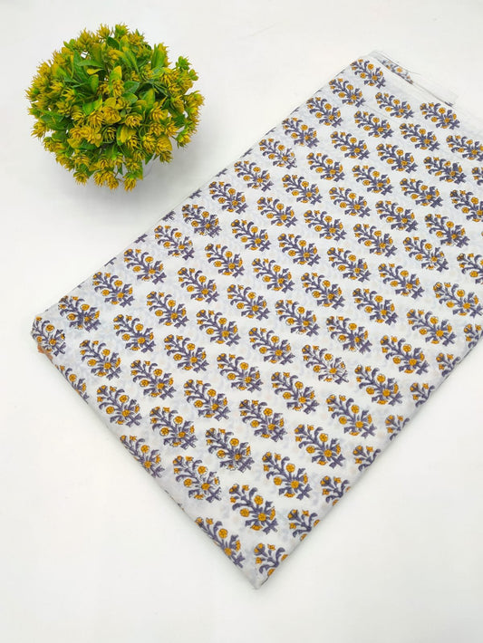Block Printed Sanganeri Cotton Fabric