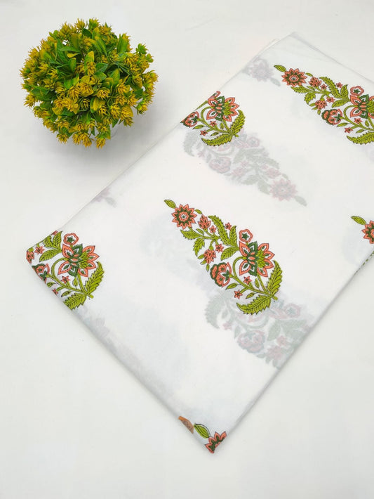 Block Printed Sanganeri Cotton Fabric