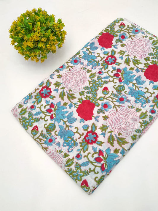 Block Printed Sanganeri Cotton Fabric