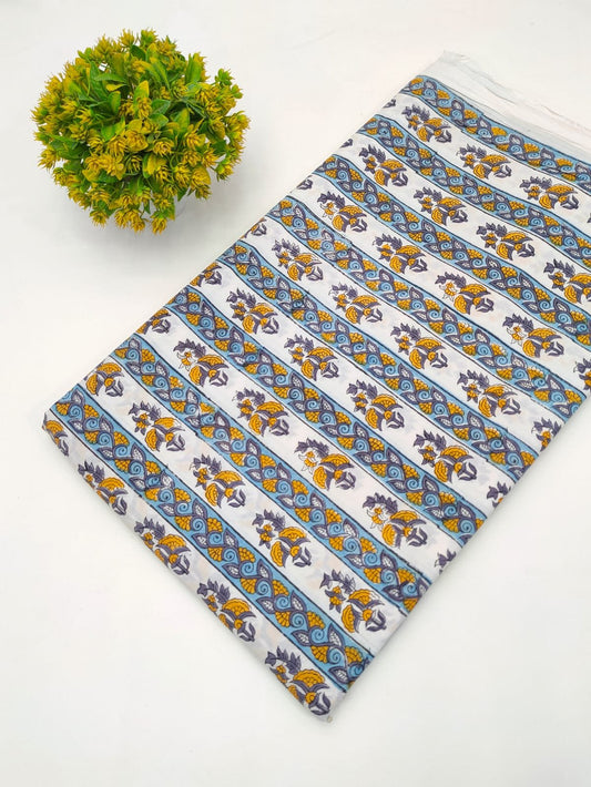 Block Printed Sanganeri Cotton Fabric