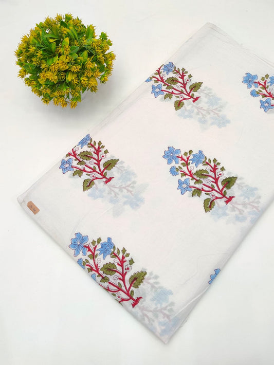 Block Printed Sanganeri Cotton Fabric