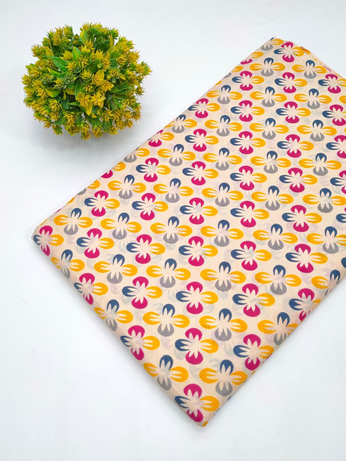 Cotton fabric dress material from sanganeri print with screen printing