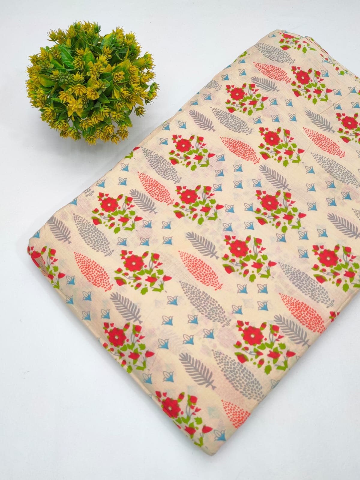Cotton fabric dress material from sanganeri print with screen printing