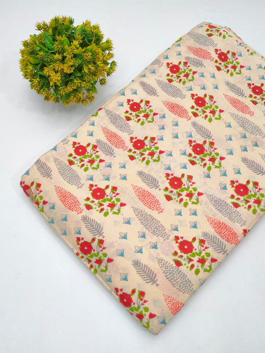 Cotton fabric dress material from sanganeri print with screen printing