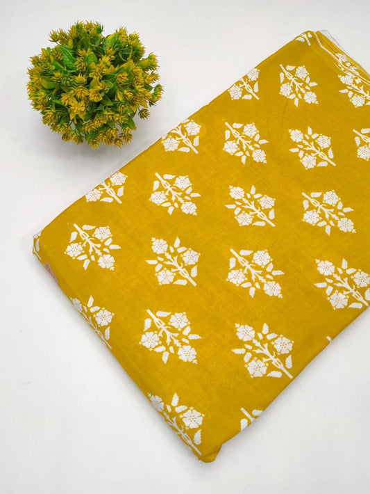 Cotton fabric dress material from sanganeri print with screen printing