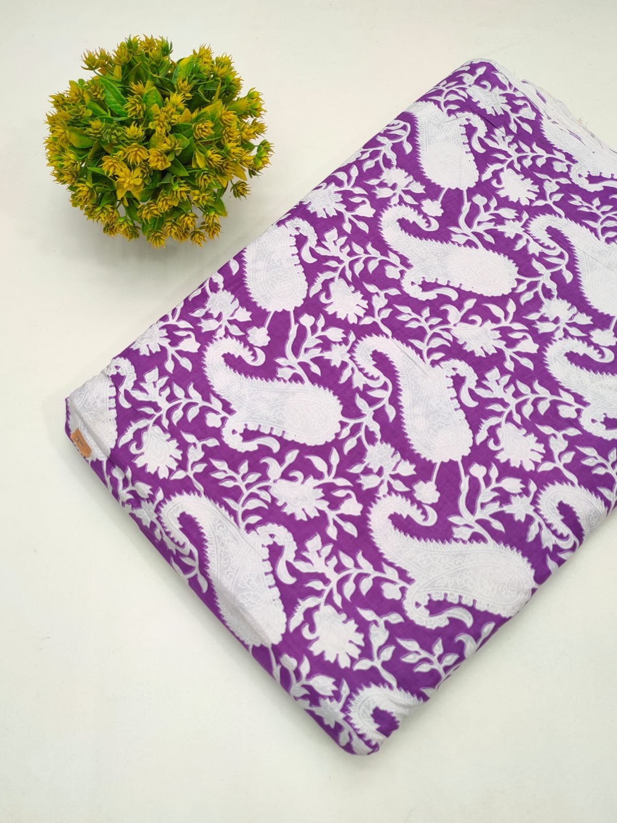 Cotton fabric dress material from sanganeri print with screen printing