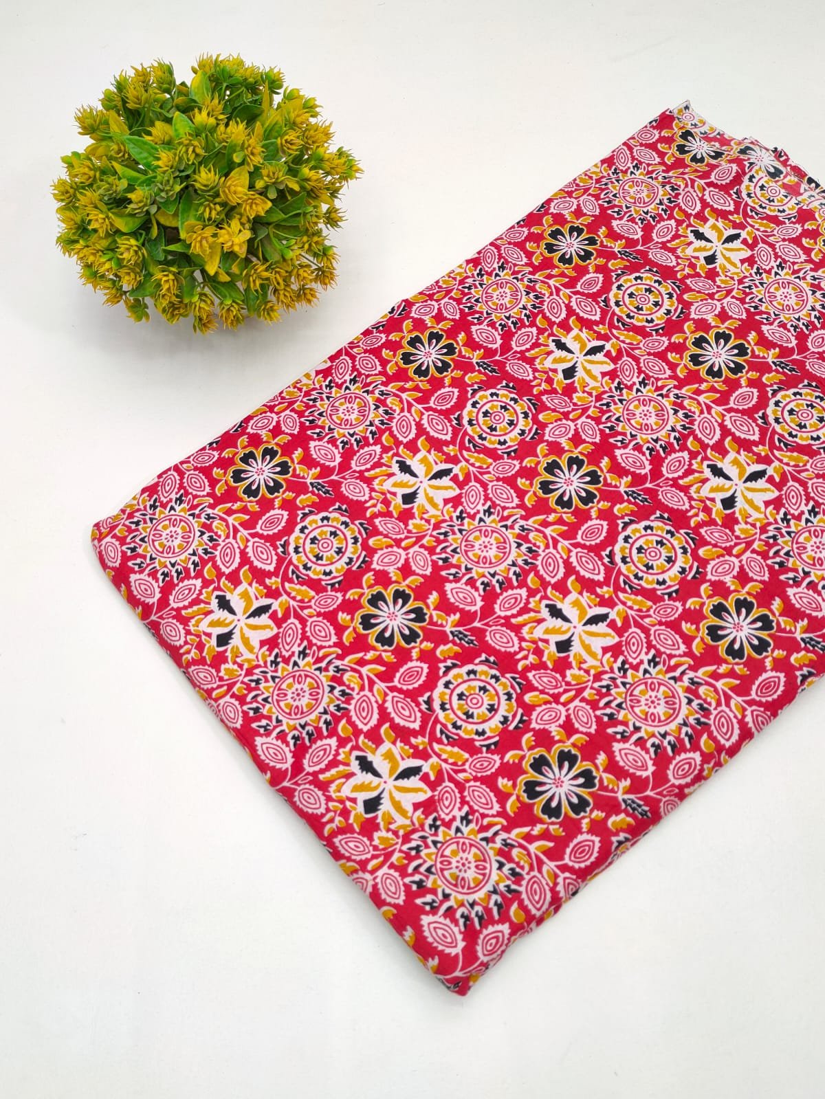 Cotton fabric dress material from sanganeri print with screen printing