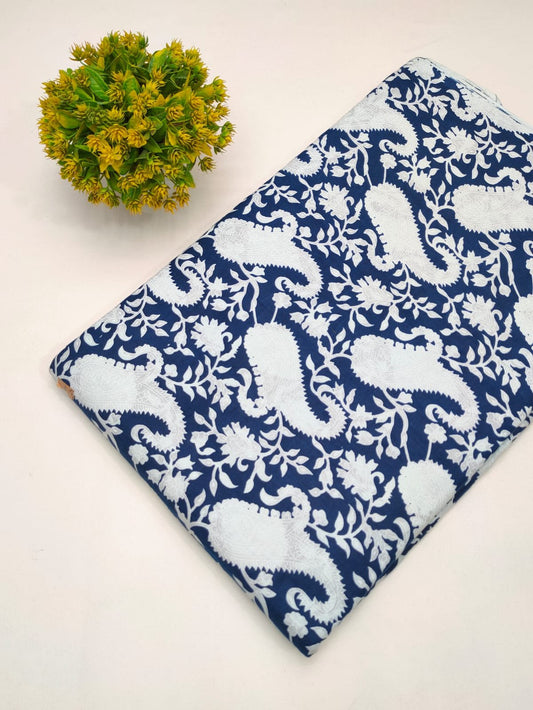 Cotton fabric dress material from sanganeri print with screen printing