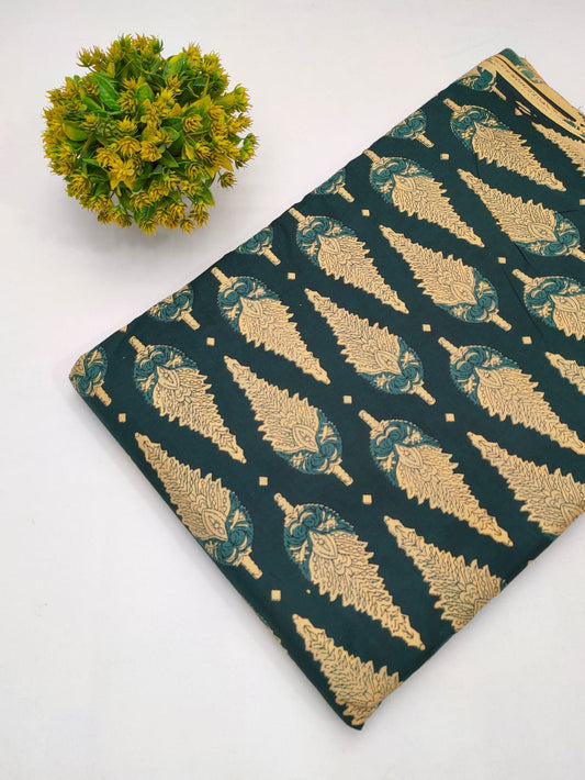 Cotton fabric dress material from sanganeri print with screen printing
