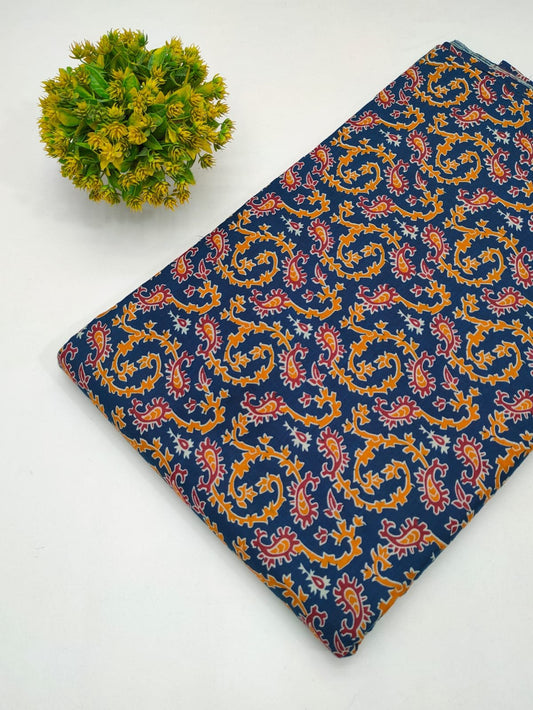 Cotton fabric dress material from sanganeri print with screen printing