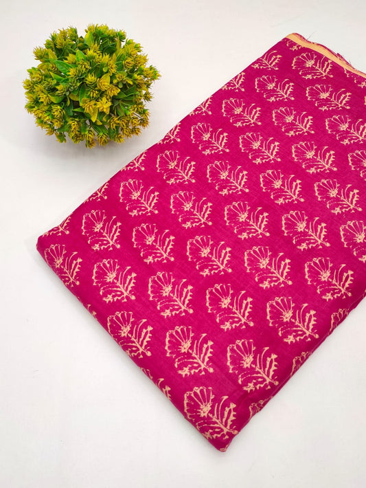 Cotton fabric dress material from sanganeri print with screen printing