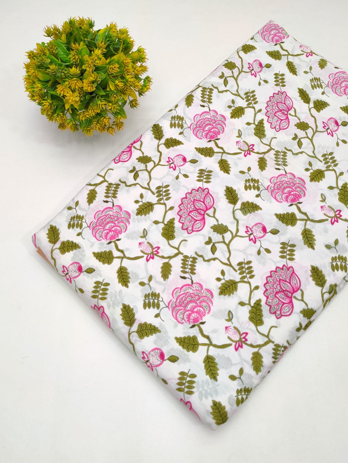 Cotton fabric dress material from sanganeri print with screen printing