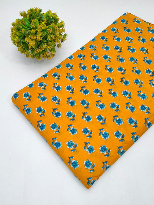 Cotton fabric dress material from sanganeri print with screen printing