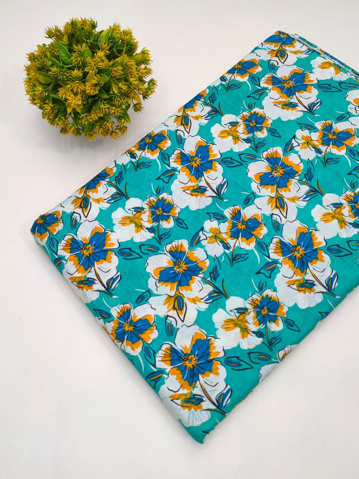 Cotton fabric dress material from sanganeri print with screen printing