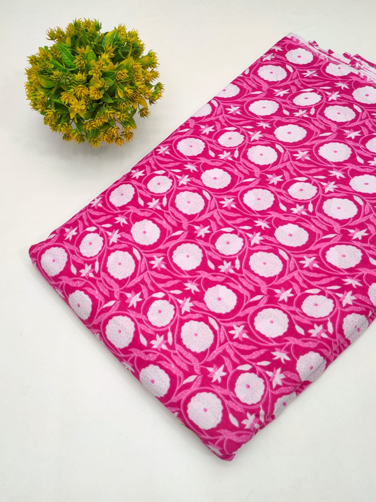Cotton fabric dress material from sanganeri print with screen printing