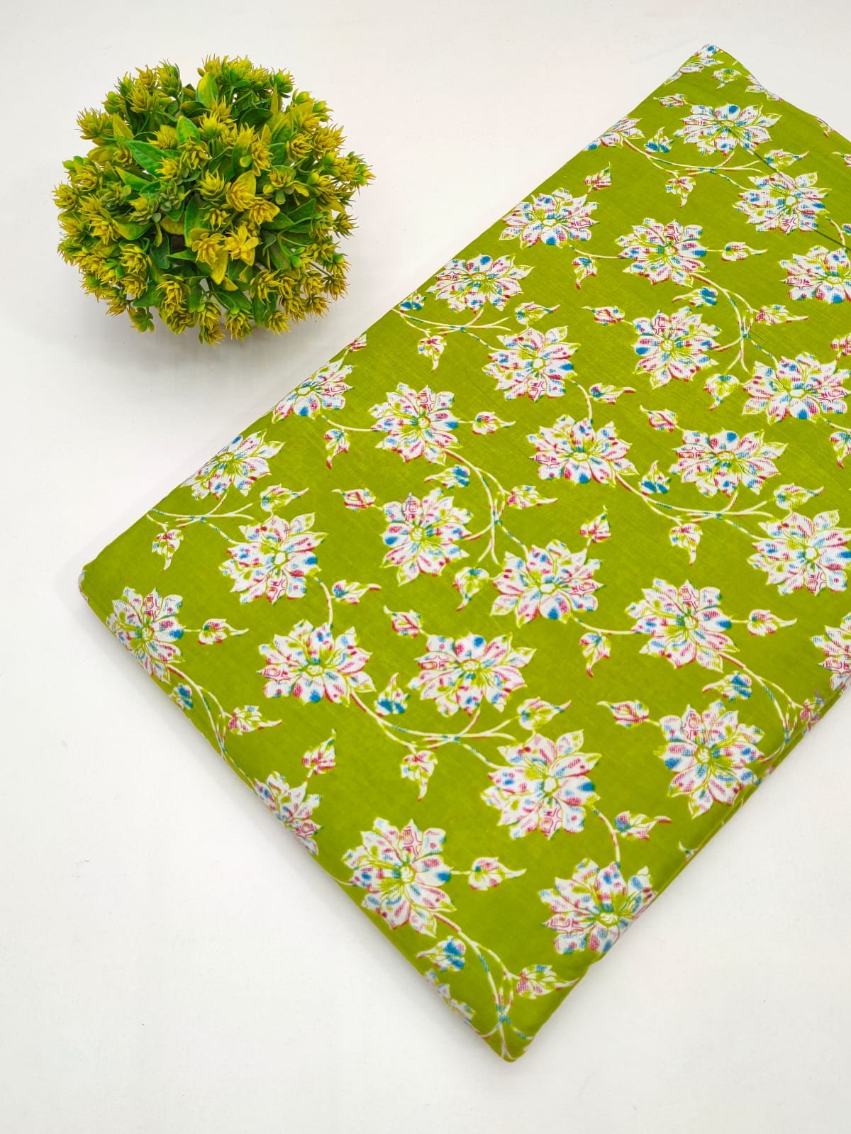 Cotton fabric dress material from sanganeri print with screen printing