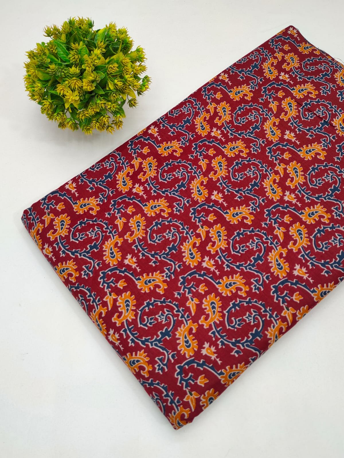 Cotton fabric dress material from sanganeri print with screen printing