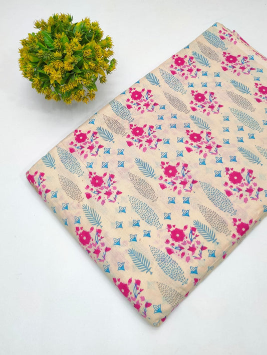 Cotton fabric dress material from sanganeri print with screen printing