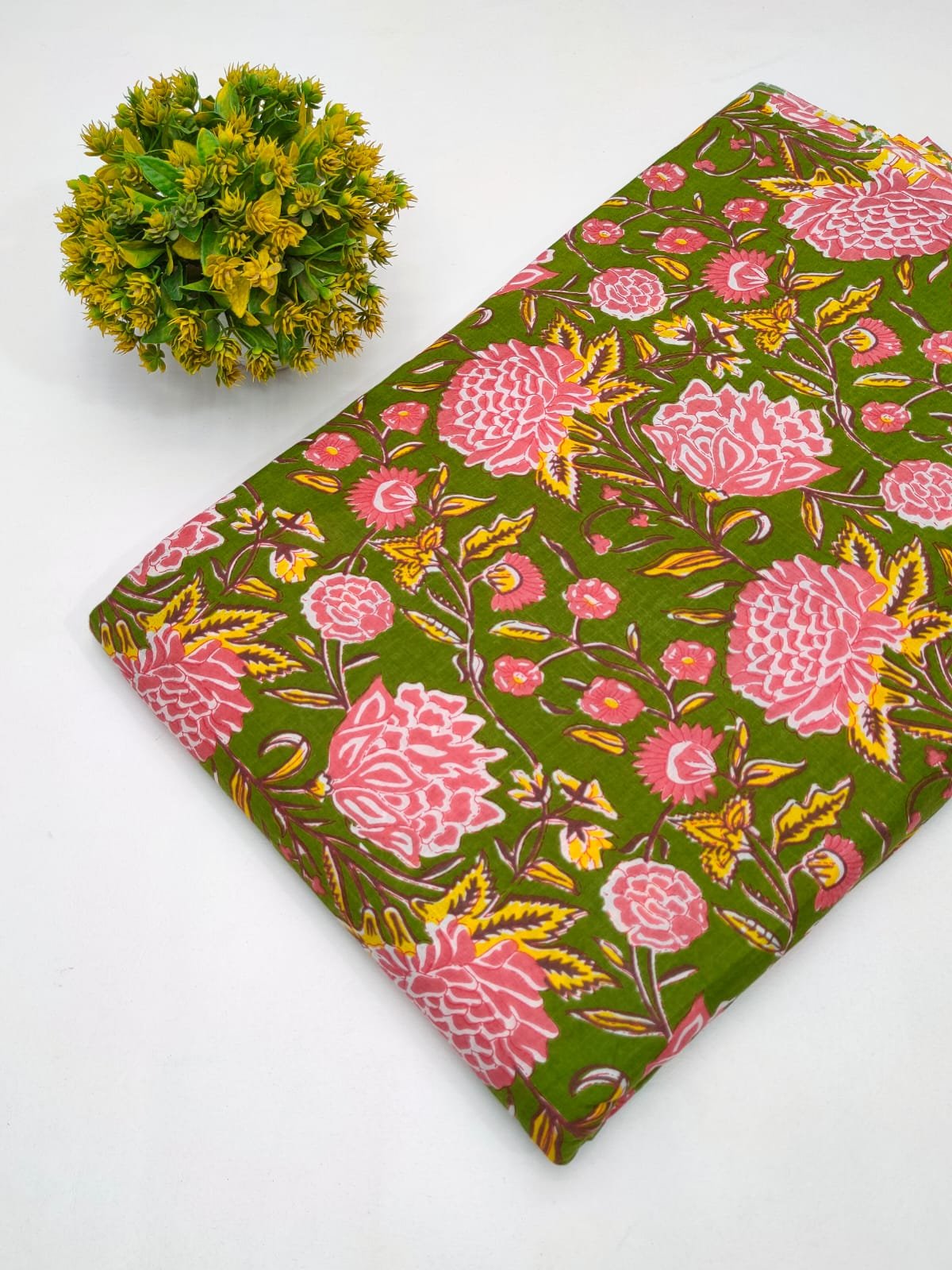 Cotton fabric dress material from sanganeri print with screen printing