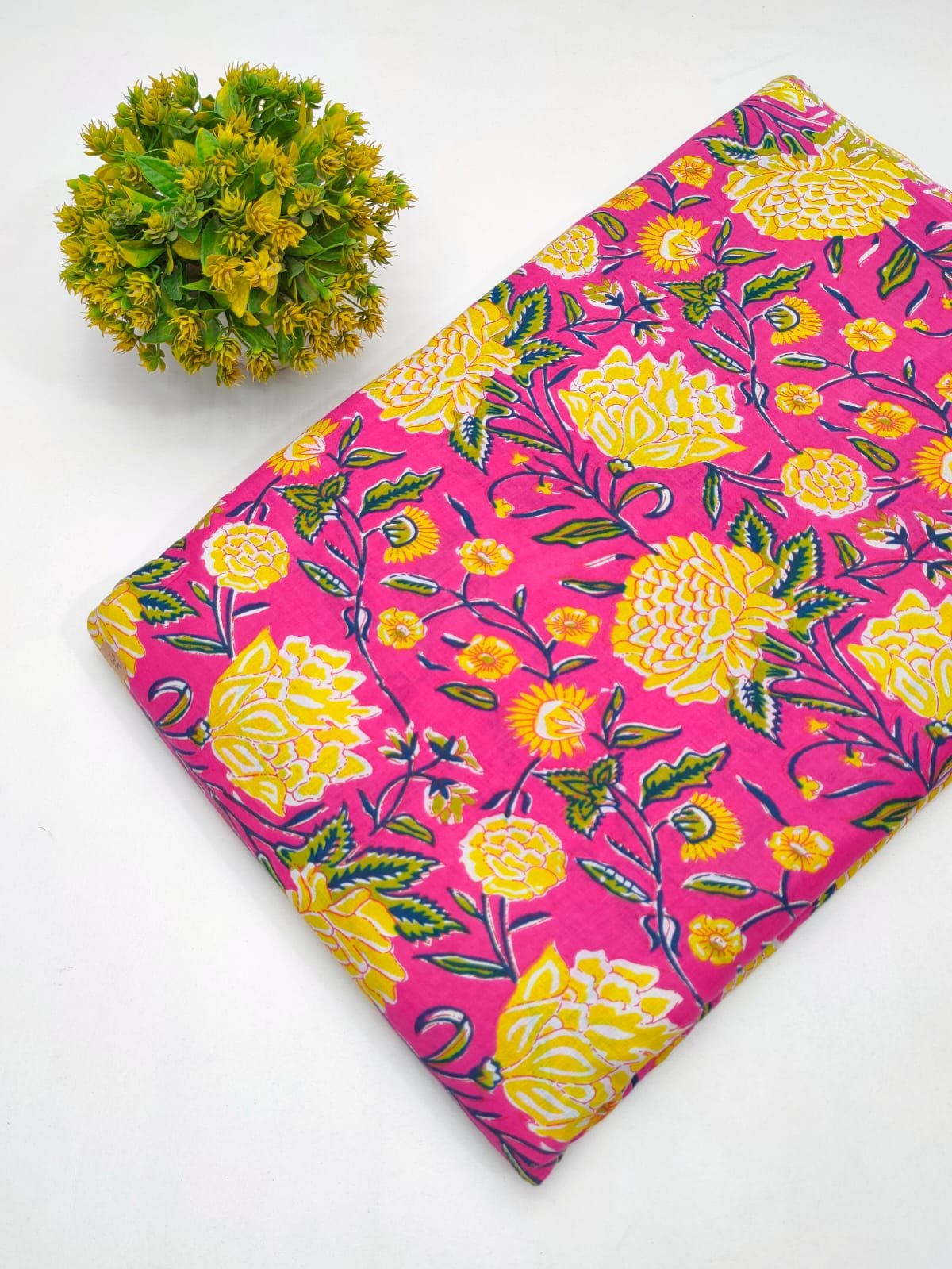 Cotton fabric dress material from sanganeri print with screen printing