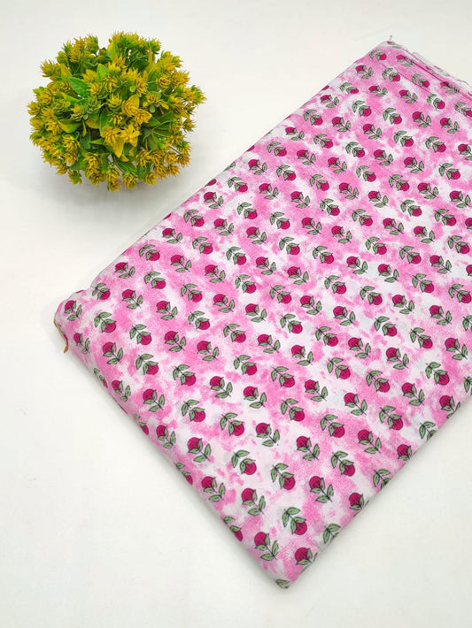 Cotton fabric dress material from sanganeri print with screen printing