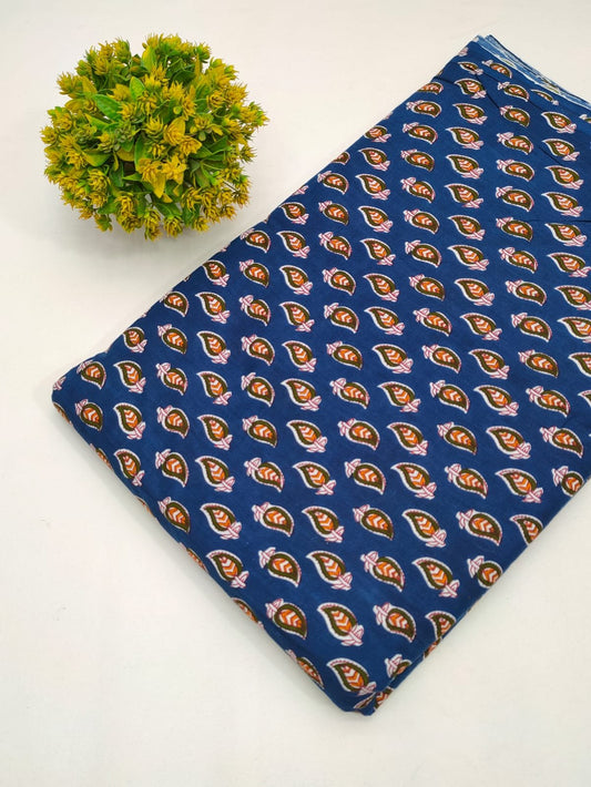 Cotton fabric dress material from sanganeri print with screen printing