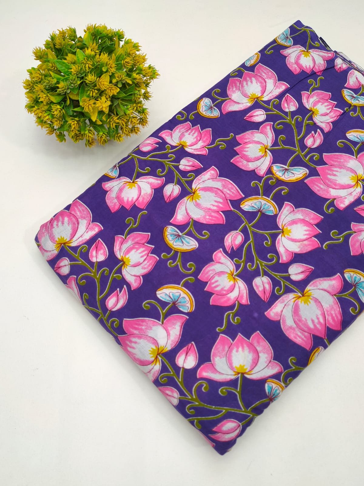Cotton fabric dress material from sanganeri print with screen printing