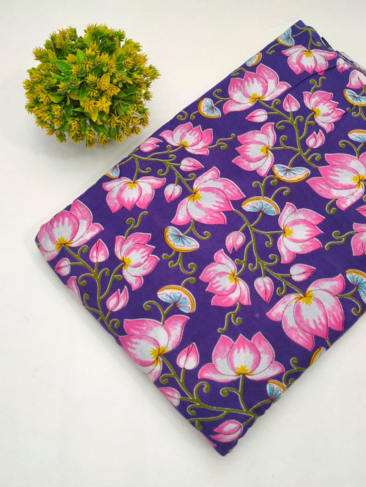 Cotton fabric dress material from sanganeri print with screen printing