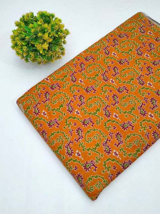 Cotton fabric dress material from sanganeri print with screen printing