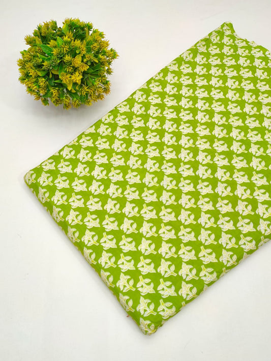 Cotton fabric dress material from sanganeri print with screen printing