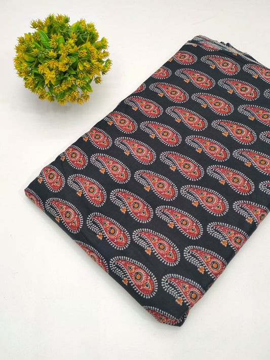 Cotton fabric dress material from sanganeri print with screen printing