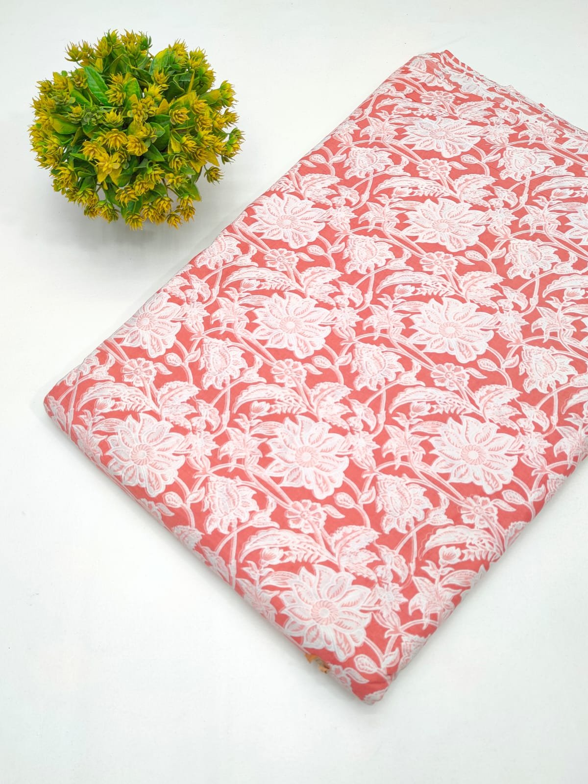 Cotton fabric dress material from sanganeri print with screen printing