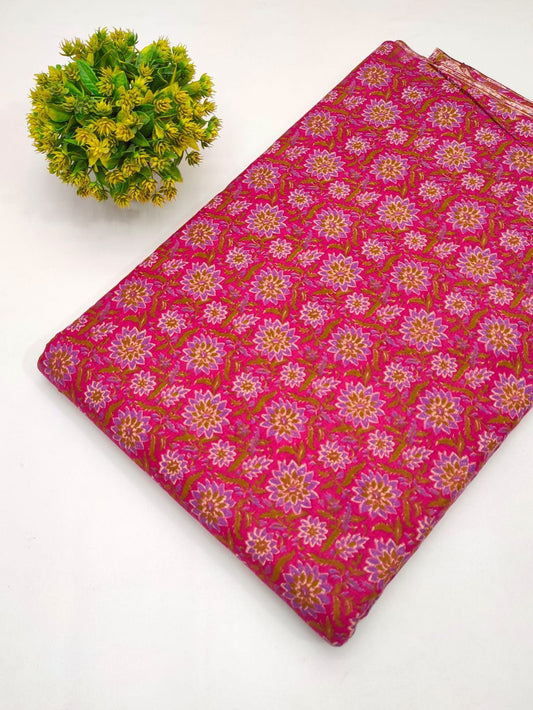 Cotton fabric dress material from sanganeri print with screen printing