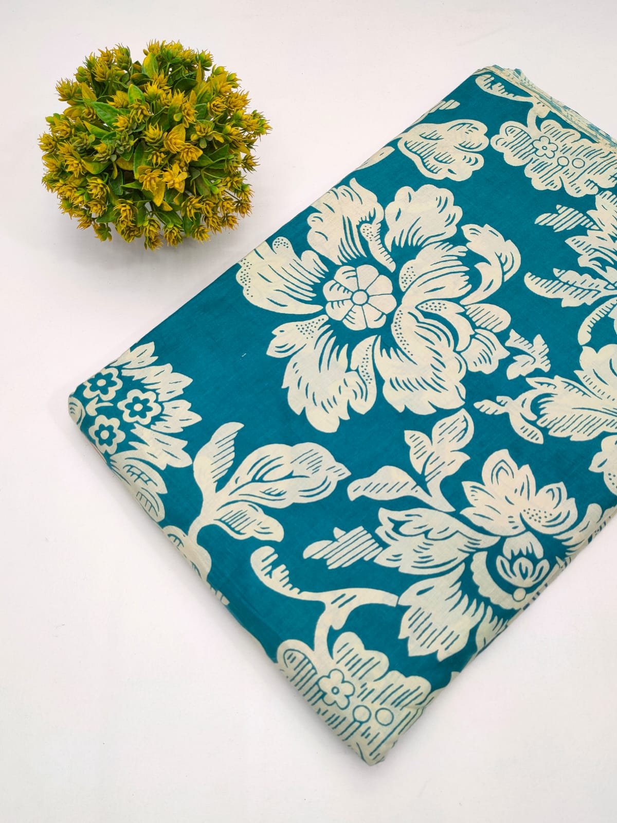 Cotton fabric dress material from sanganeri print with screen printing