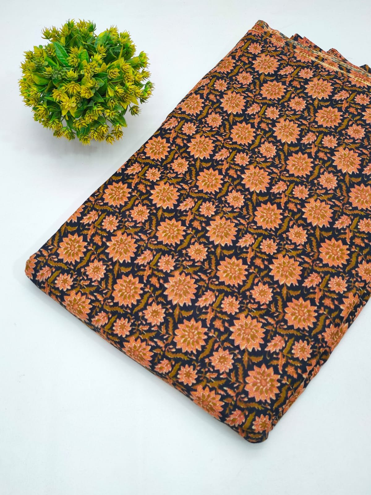 Cotton fabric dress material from sanganeri print with screen printing