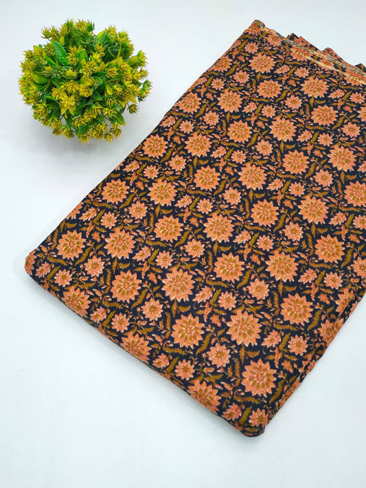 Cotton fabric dress material from sanganeri print with screen printing